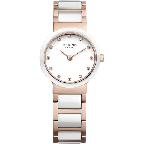Bering - Ladies White Ceramic & Rose Watch