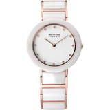 Bering - Ladies White Ceramic & Rose Swarovski Elements Watch