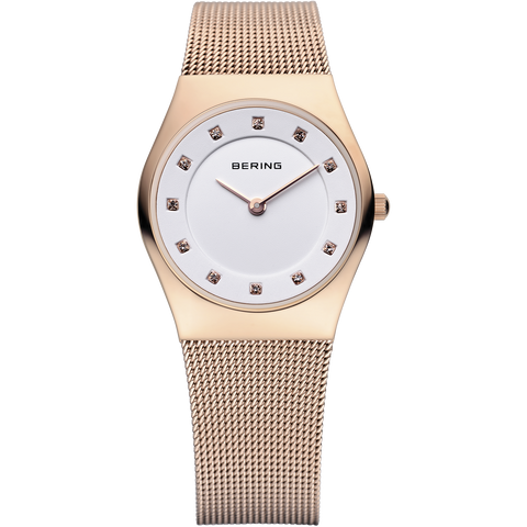 Bering - Ladies Rose Gold & Swarovski Elements Mesh Strap Watch