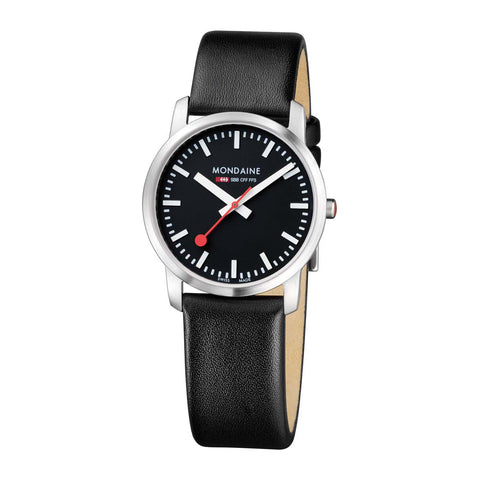 Mondaine - Simply Elegant Black Dial, Black & Black Strap