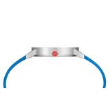 Mondaine - Classic Spring Summer White Dial, Silver & Sky Blue Strap