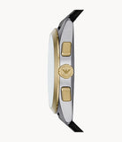 Emporio Armani - Chronograph Men's Two Toned Watch With Black Leather Strap