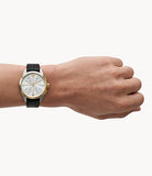 Emporio Armani - Chronograph Men's Two Toned Watch With Black Leather Strap