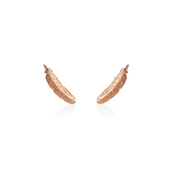 Boh Runga Miromiro Feather Studs - Rose Gold
