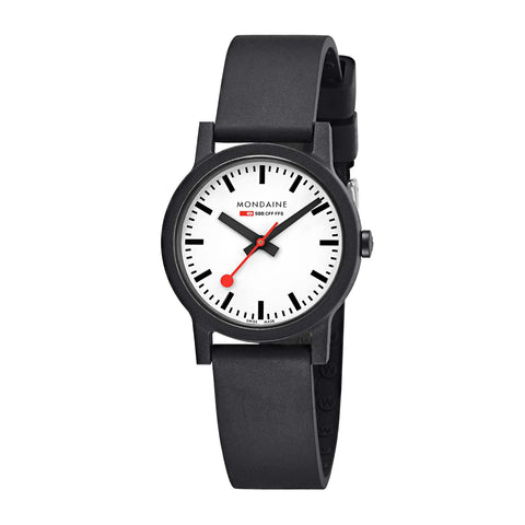 Mondaine - Essence White Dial, Black & Black Strap