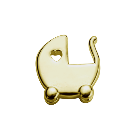 STOW Baby Pram (Blessed) Charm - 9ct Yellow Gold