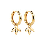 Najo - Gold Plated Hoop and Leaf Earring