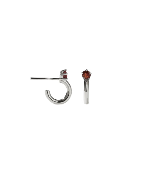 Meadowlark - Bisous Hoop Earrings Silver Thai Garnet