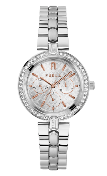 Furla - Logo Links Crystal Silver Bracelet Watch