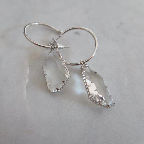 Lindi Kingi Hoop Drop Earrings - Silver Plate