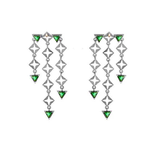 Lindi Kingi Design - Emerald Byzante Earrings Platinum