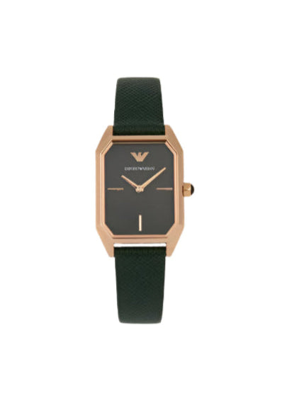 Emporio Armani - Women's Two-Hand Green Leather Watch