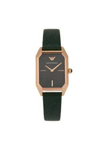 Emporio Armani - Women's Two-Hand Green Leather Watch